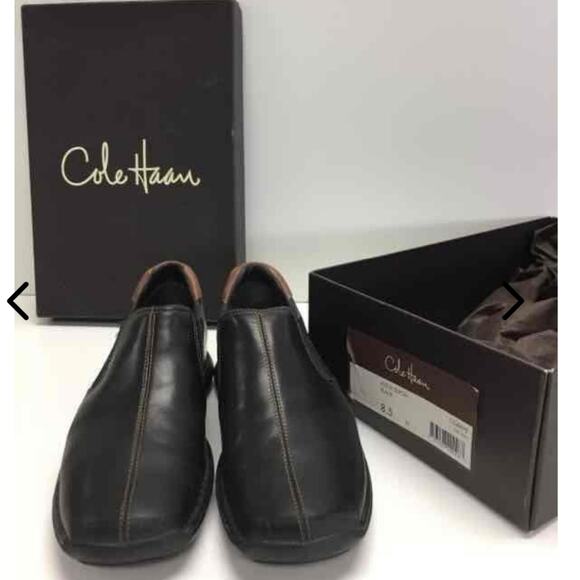 COLE HAAN EUC MENS ALECK BLACK LEATHER SLIPON SHOES. SIZE 8.5 - Picture 9 of 14
